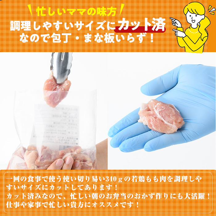 ＜先行予約受付中！2025年11月中に発送予定＞鶏肉 もも肉 小分け(計3.4kg・340g×10P) お肉 鳥肉 とり肉 カット済 国産 宮崎県産 唐揚げ から揚げ からあげ 冷凍 便利 【NK-01】【株式会社南九フーズ】