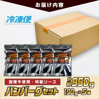 ハンバーグセット(計約950g・190g×5個)お肉 牛肉 ソース 冷凍 個包装 国産 おかず 惣菜 簡単調理【TG-1】【サンクスギビング】