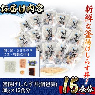 宮崎日向灘どれ釜揚げしらす丼(15食分)魚 小魚 魚介類 小分け シラス おつまみ カルシウム 釜揚げ 冷凍 海鮮丼 【E-10】【水永水産】