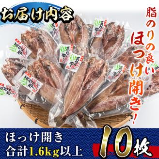 国産ほっけ開き(10枚・計1.6kg以上)干物 セット 魚 魚介類 簡単 調理 冷凍【E-17】【水永水産】