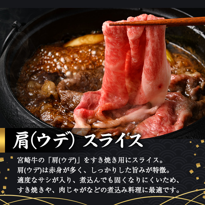宮崎牛 肩(ウデ) スライス (計1.5kg・500g×3P) すき焼き お肉 牛肉 黒毛和牛 宮崎牛 ブランド和牛 冷凍 国産 肩 ウデ スライス 宮崎県産 しゃぶしゃぶ 【YM-15】【YAMATO株式会社】