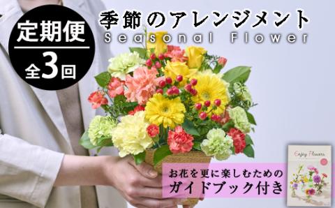 ＜定期便・3回(連続)＞季節のお楽しみフラワーアレンジメント(縦22cm×横22cm×高さ28cm)生花 花 花束 フラワー ギフト 贈り物【FM-4】【フラワーショップまつだ】