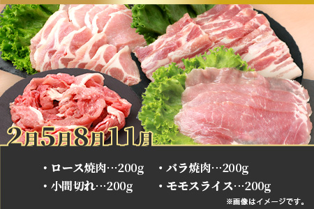 宮崎県産 THE HOUBOQの豚肉バラエティ定期便 3回配送 2.42Kg ≪しゃぶしゃぶ・小間切れ・ミンチ・焼肉≫ ［宮崎県 椎葉村 国産 国産豚 ぶた 豚 ポーク 豚肉 にく おにく 肉 お肉 しゃぶしゃぶ やきにく 焼肉 バーベキュー BBQ セット 便利 多用途 バラエティ 冷凍 料理 日本三大秘境］【HB-124】
