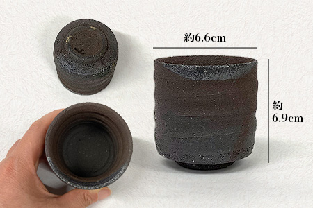 【向山窯】ぐい呑みセット【日本三大秘境の椎葉焼】送料無料 宮崎県 椎葉村 陶器 陶芸 贈答 一点物 工房 桐箱 ぐい呑み 盃 父の日 還暦祝い 退職祝い 内祝い ギフト 誕生日 記念品 プレゼント 椎葉焼 食器 国産【MK-14】