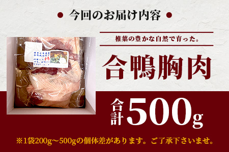 【数量限定】椎葉村産 合鴨 胸肉【合計500g】
