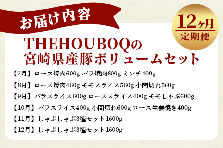 宮崎県産 THE HOUBOQ 豚肉 12ヶ月定期便 ボリュームセット 総重量19.06kg ［宮崎県 椎葉村 国産 国産豚 ぶた 豚 ポーク 豚肉 にく おにく 肉 お肉 バラ ミンチ ロース 小間切れ スライス モモ ロースカツ 生姜焼き しゃぶしゃぶ やきにく 焼肉 便利 多用途 冷凍 料理 日本三大秘境］【HB-131】