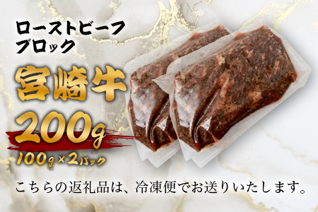 宮崎牛 ローストビーフブロック 100g×2P 計200g TK-89 [宮崎県 椎葉村 和牛 黒毛和牛 牛肉 牛 肉 お肉 もも肉 人気 おすすめ]