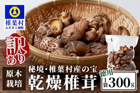 【訳あり】【徳用】秘境・椎葉村産 原木 乾しいたけ 300g［送料無料 宮崎県産 国産 原木椎茸 原木 椎茸 シイタケ しいたけ 乾しいたけ 干し椎茸 原木栽培 産地直送 乾物 きのこ グアニル酸 ビタミンD おすすめ 栄養 美容 食物繊維 煮物 みそ汁 汁もの ダシ 出汁 お鍋 鍋 特産品 ご当地 お取り寄せ 大容量 調味料 ギフト 贈物 プレゼント お中元 お歳暮 化粧箱入］【JA-32】