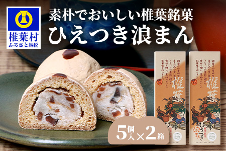 【椎葉銘菓】ひえつき浪まん 2箱(5個入り×2)【椎葉村産 干し柿入りの和菓子】