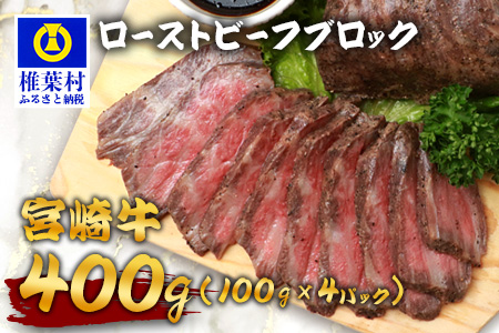 宮崎牛 ローストビーフブロック 400g（100g×4P） お試しソース付き TK-95 [宮崎県 椎葉村 和牛 黒毛和牛 牛肉 牛 肉 お肉 ローストビーフ 人気 おすすめ]
