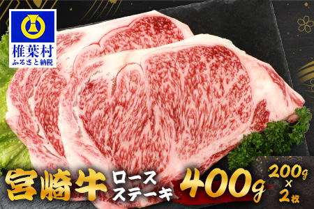宮崎牛ロースステーキ 400g（200g×2枚） お試しステーキソース付き TK-98 [宮崎県 椎葉村 和牛 黒毛和牛 牛肉 牛 肉 お肉 精肉 人気 おすすめ]