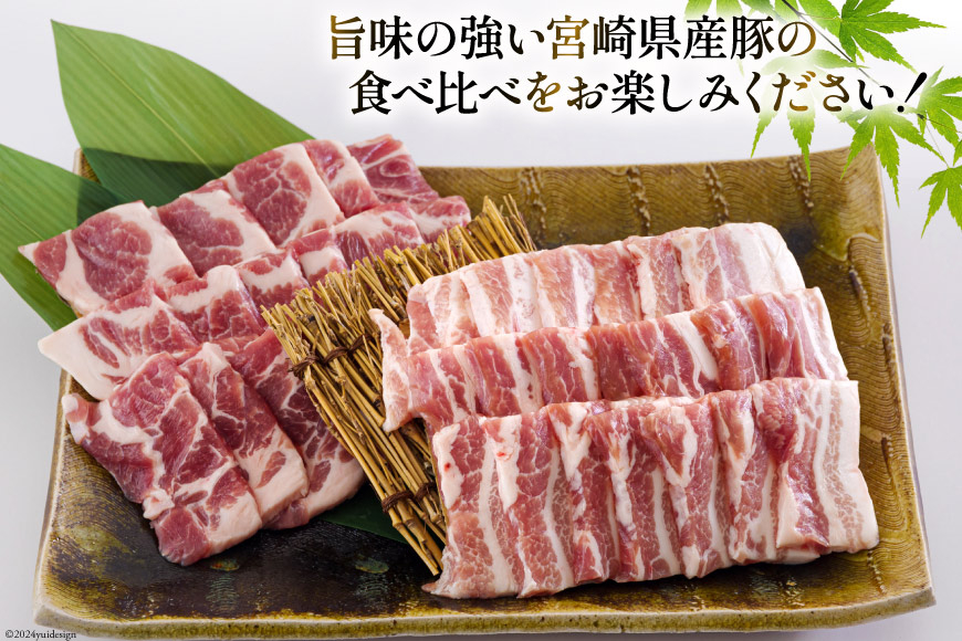 宮崎県産 豚バラ 肩ロース 焼肉 食べ比べ各300g×3 計1.8kg [甲斐精肉店 宮崎県 美郷町 31as0110] 豚肉 豚 冷凍 小分け セット 詰め合わせ パック