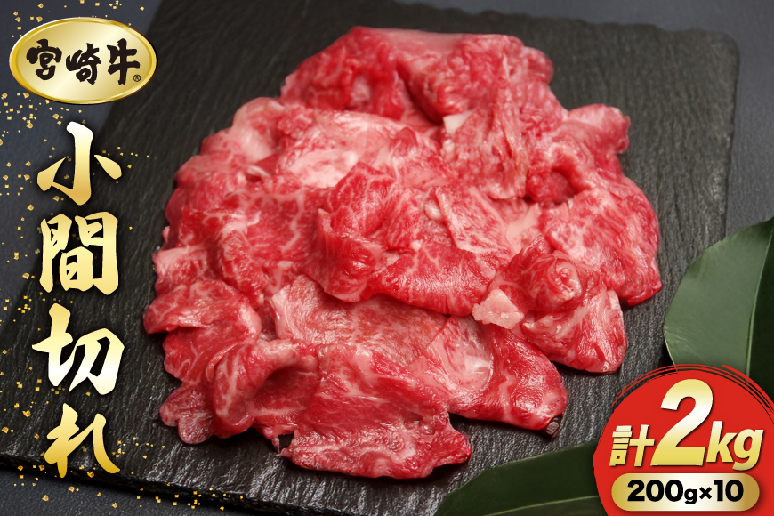 牛肉 宮崎牛 小間切れ 200g 10P 計2kg [マルミヤストア 宮崎県 美郷町 31ag0147] 小分け 国産 黒毛和牛 黒毛 和牛 BBQ
