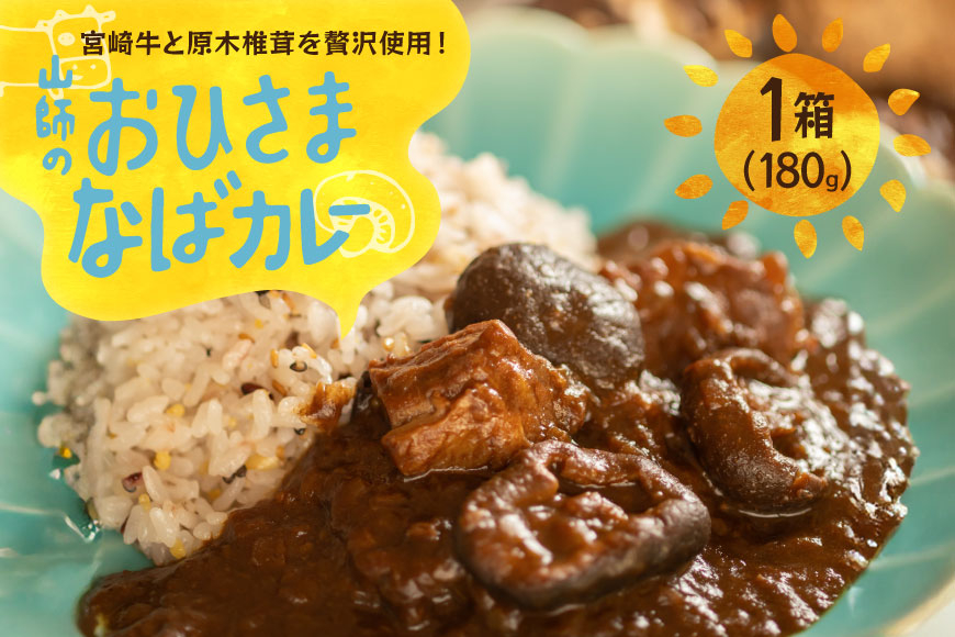 カレー レトルト 山師のおひさま なばカレー 宮崎牛 原木椎茸 使用 180g [HUTTE 宮崎県 美郷町 31ao0025] 常温保存 カレー 欧風カレー 常備食 保存食 防災 備蓄 非常食 防災食 簡単調理