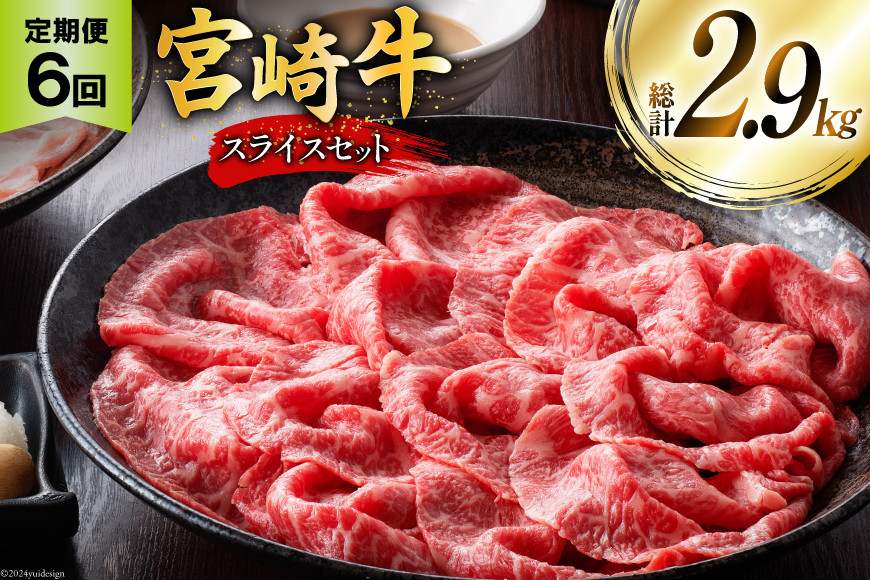 牛肉 定期便 宮崎牛スライスセット 6ヶ月定期便 [ミヤチク 宮崎県 美郷町 31au0107] 冷凍 スライス 小分け 個包装 牛モモ 牛バラ 牛 牛ロース 牛肩ロース