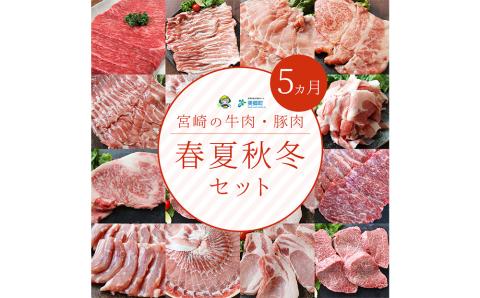 31bb0013 [定期便]宮崎の牛肉・豚肉春夏秋冬5ヶ月