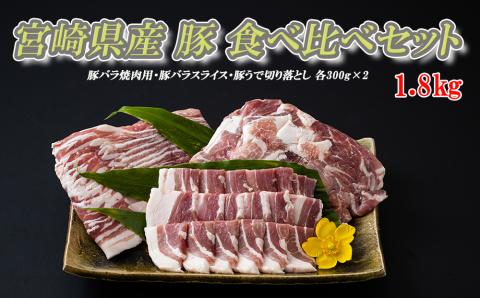 31as0002 宮崎県産 豚バラ・うで 食べ比べセット 1.8kg