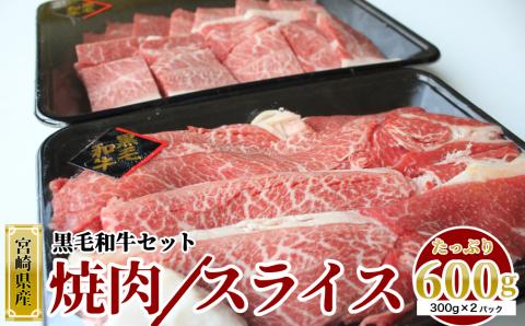 31ag0029 宮崎県産黒毛和牛焼肉・スライスセット合計600g