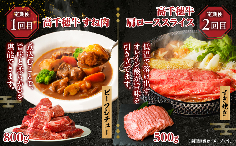 【6か月定期便】高千穂牛煮込み料理6か月定期便| 高千穂牛 牛肉 肉 お肉 定期便 定期 国産牛 ブランド牛 和牛 すね肉 ロース スライス 煮込み カレー ビーフシチュー 国産 贈答 贈り物 普段使い |_Tk002-t087