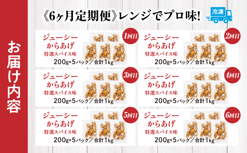 【6か月定期便】レンジでプロ味！からあげ6か月定期便_Tk005-t044