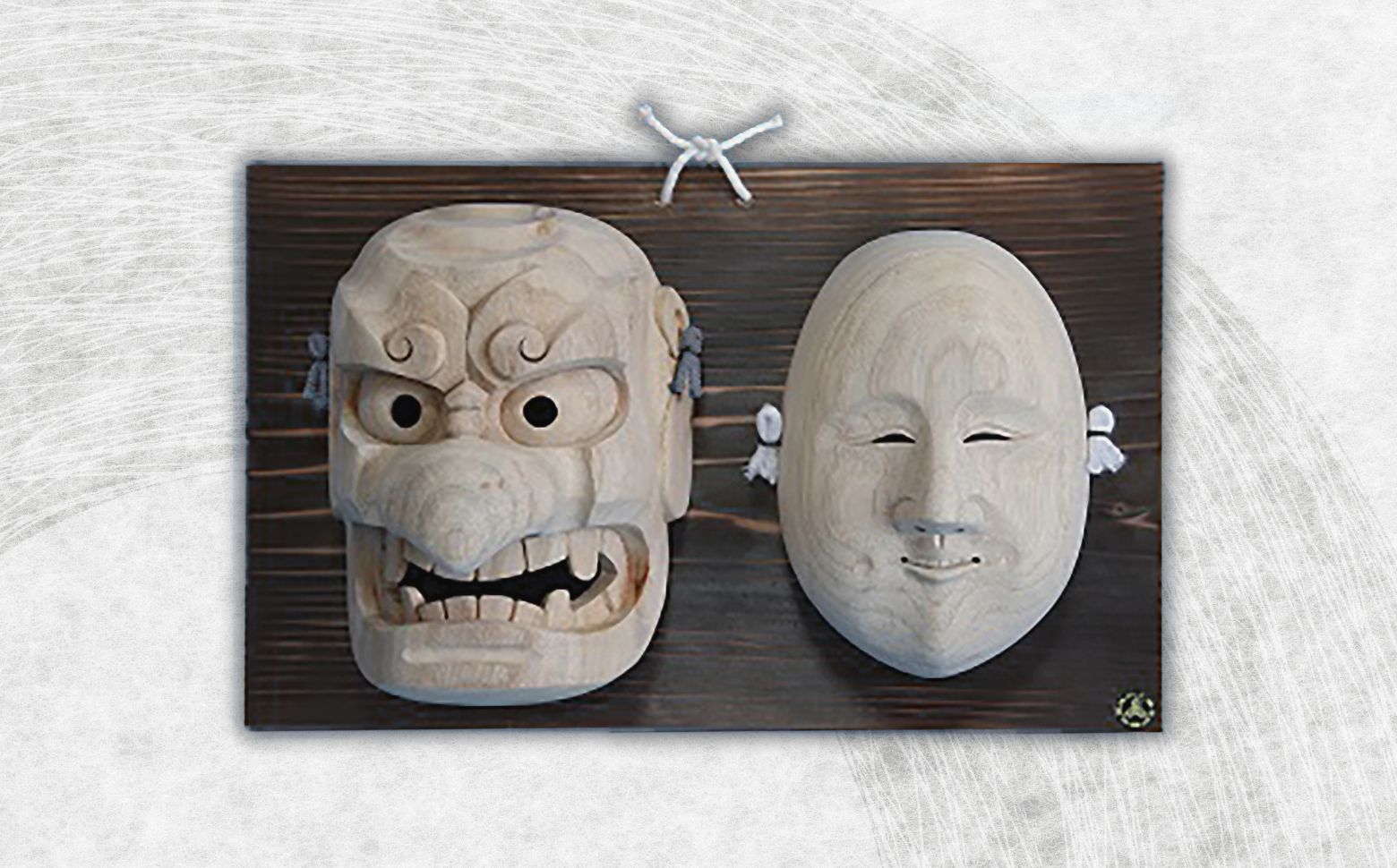 高千穂神楽面（対・白木） | 神楽 神楽面 夜神楽 伝統 伝統工芸品 工芸品 民芸品 装飾用神楽面 面 お面 仮面 神事 神人和楽 文化財 縁起物 縁起 お土産 スポーツの神様 天岩戸伝説 贈答 贈り物 ギフト おすすめ 装飾品 飾り インテリア 宮崎県 高千穂町 | _Tk014-017