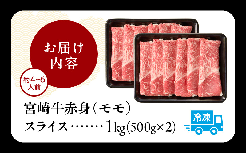 宮崎牛赤身（モモ）スライス1kg| 牛肉 肉 ブランド牛 和牛 国産牛 赤身 モモ肉 モモ スライス 焼きしゃぶ しゃぶしゃぶ すき焼き おかず 贈答用 贈答 贈り物 ギフト 記念日 誕生日 内閣総理大臣賞 ミヤチク パーティー お祝い |_Tk031-016-01