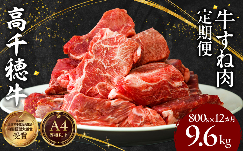 【12ヶ月定期便】 高千穂牛 すね肉 400g×2パック×12回| 牛肉 肉 お肉 精肉 定期便 定期 国産牛 ブランド牛 黒毛和牛 和牛 すね 牛すね肉 A4等級以上 宮崎県産 国産 贈答 贈り物 煮込み料理 シチュー カレー 普段使い おかず 冷凍 |_Tk002-t078
