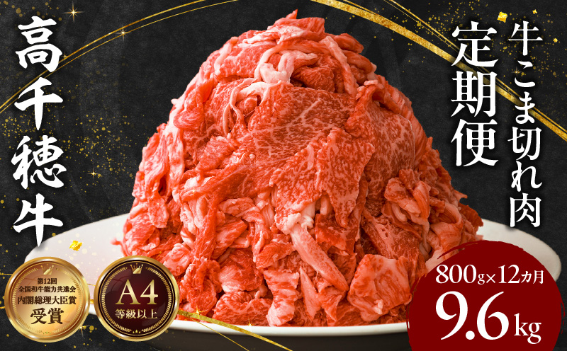【12ヶ月定期便】 高千穂牛 こま切れ 400g×2パック×12回| 牛肉 肉 お肉 精肉 定期便 こま切れ肉 小間切れ  ブランド牛 国産牛 黒毛和牛 和牛 宮崎県産 国産  炒め物 パック 小分け グルメ お取り寄せ |_Tk002-t081
