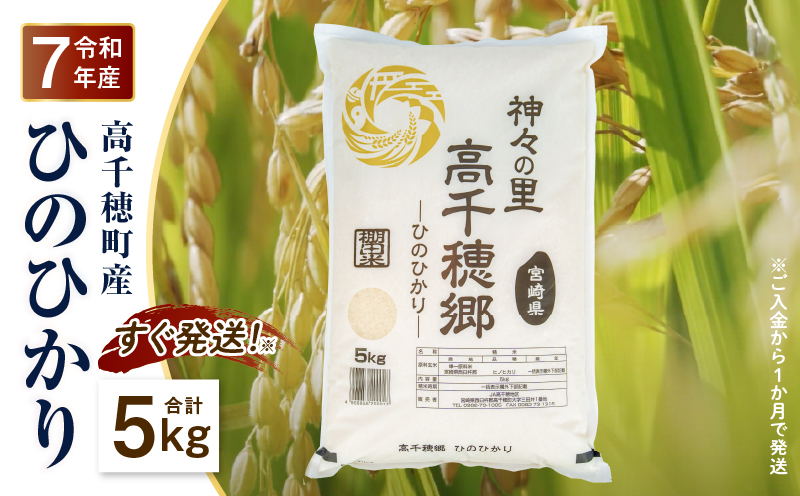 【令和7年産】JA高千穂地区 ひのひかり5kg | 高千穂産 ひのひかり 5kg 1袋 米 お米 白米 ごはん 白飯 精米 ひのひかり 国産 宮崎県産 単一原料米 農作物 農産物 おすそ分け 普段使い 日常 炭水化物 主食 贈答 贈り物 ギフト プレゼント おすすめ 宮崎県 高千穂町 |_Tk004-069