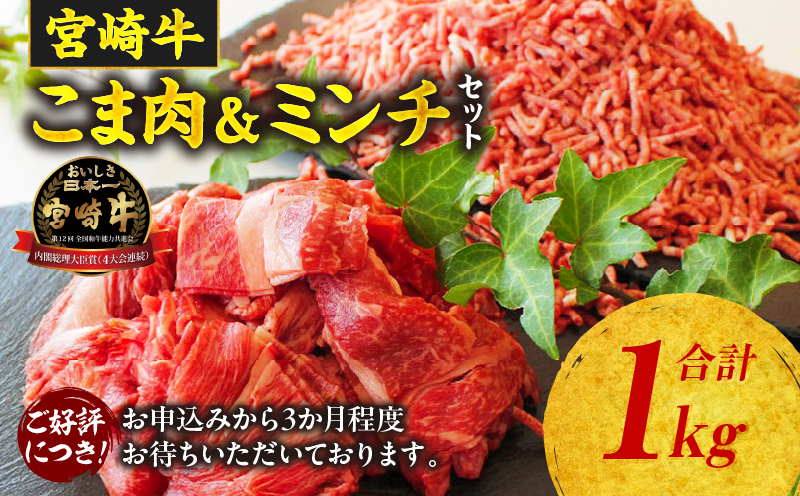 宮崎牛 こま肉・ミンチセット1kg | 牛肉 肉 お肉 精肉 ミンチ 挽肉 精肉セット セット 詰め合わせ 国産牛 黒毛和牛 和牛 ブランド牛 贈答 贈り物 ギフト グルメ お取り寄せ 炒め物 料理 アレンジ 牛丼 野菜炒め メンチカツ コロッケ 普段使い BBQ 宮崎県 高千穂町 |_Tk024-019