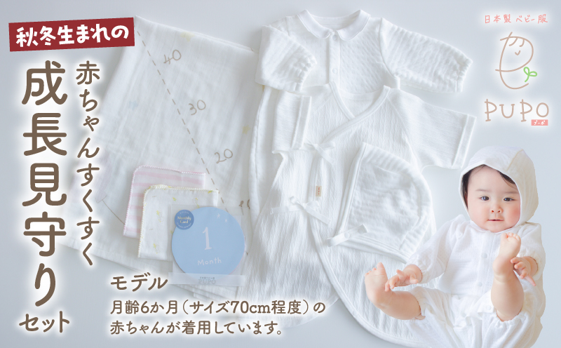 秋冬生まれの赤ちゃんすくすく成長見守りセット| タオル 月齢カード ハンカチ ドレス ボンネット コンビ肌着 出産準備 ニット ベビー用品 ベビーグッズ ベビー服 ベビーウェア 育児 秋服 冬服 国産 |_Tk032-021