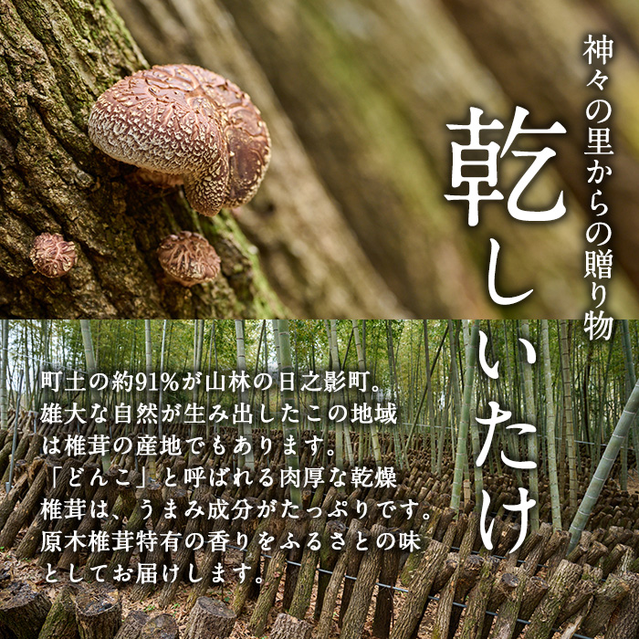 【定期便・全3回(毎月)】乾椎茸肉厚どんこ(80g×3袋×3回)宮崎県産 原木栽培 特選 干し椎茸 しいたけ きのこ【NK013】【宮崎県農業協同組合　高千穂地区本部】