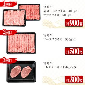 ＜先行予約受付中！2026年1月から発送開始予定＞＜定期便・6回(連続)＞宮崎牛・定期便B(6ヶ月)国産 宮崎県産 宮崎牛 牛肉 ステーキ 焼肉 A4 肩ロース ウデ ロース ヒレ【MI003】【(株)ミヤチク宮崎加工センター】