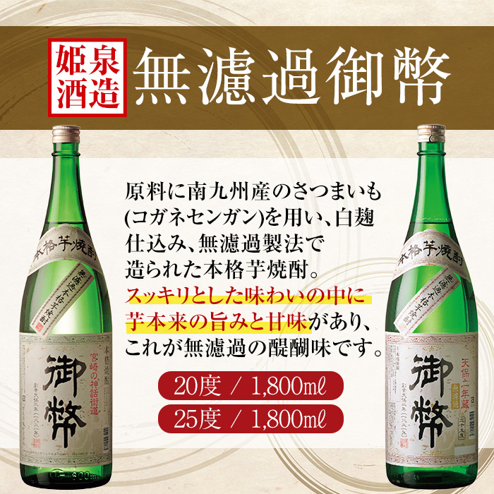 本格芋焼酎飲み比べセット(6種・1800ml×6本) 酒 お酒 焼酎 芋焼酎 いも焼酎 さつまいも アルコール 宮崎限定 【HM046】【姫泉酒造合資会社】