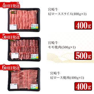 ＜先行予約受付中！2026年1月から発送開始予定＞＜定期便・6回(連続)＞宮崎牛・定期便C(6ヶ月)国産 宮崎県産 宮崎牛 牛肉 ステーキ 焼肉 すき焼き 炒め物 霜降り A4【MI023】【(株)ミヤチク宮崎加工センター】