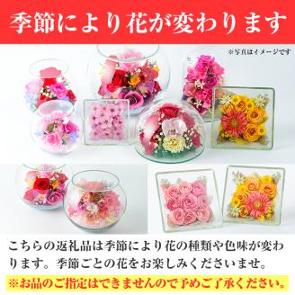 ボトルフラワー スクウェア(M)花 フラワート インテリア【AT006】【ボトルフラワーatelier4-flowers】