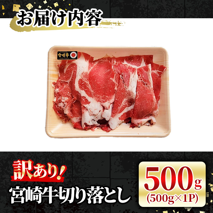 ＜訳あり＞宮崎牛 切り落とし(500g) 牛肉 肉 ブランド牛  冷凍 国産 精肉 お取り寄せ 黒毛和牛 宮崎県 【LJ004】【ローカルブランディング株式会社】