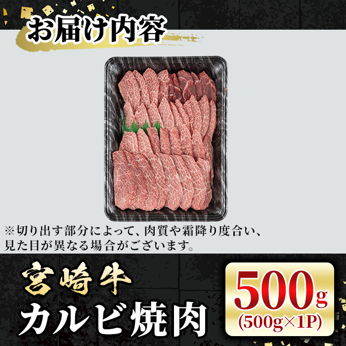 宮崎牛 カルビ焼肉(500g) 牛肉 肉 ブランド牛  冷凍 国産 精肉 お取り寄せ 黒毛和牛 宮崎県 【LJ010】【ローカルブランディング株式会社】