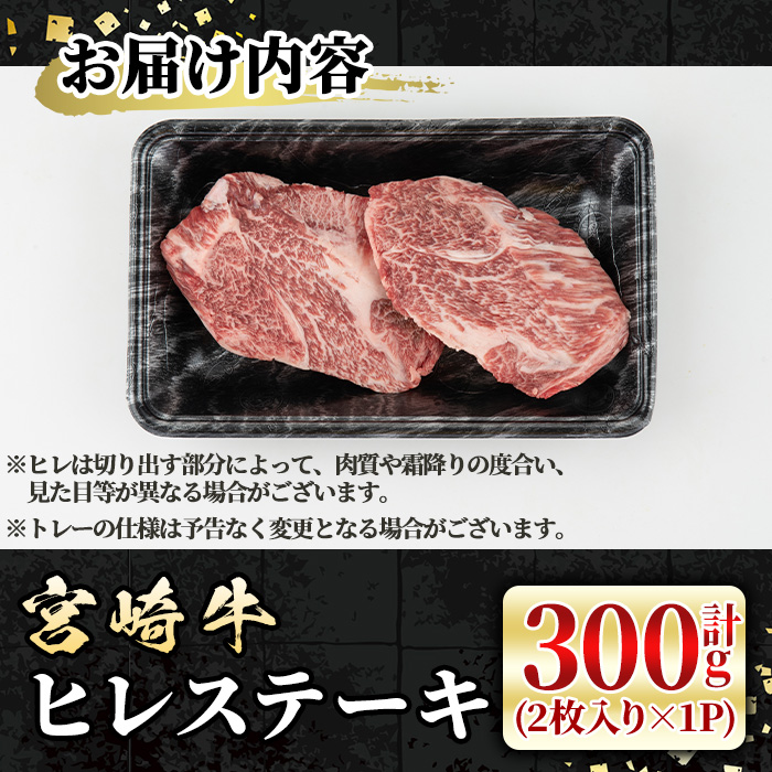 宮崎牛 ヒレステーキ(300g) 希少部位 BBQ 牛肉 肉 ブランド牛  冷凍 国産 精肉 お取り寄せ 黒毛和牛 宮崎県 【LJ013】【ローカルブランディング株式会社】