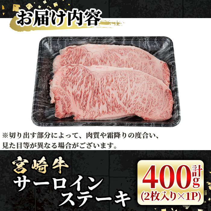 宮崎牛 サーロインステーキ(計400g・2枚) 希少部位 BBQ 牛肉 肉 ブランド牛  冷凍 国産 精肉 お取り寄せ 黒毛和牛 宮崎県 【LJ015】【ローカルブランディング株式会社】