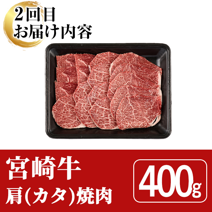 ＜全3回・定期便＞宮崎牛定期便(ロースステーキ・600g、肩焼肉・400g、ワンポンドステーキ・454g)A4 A5 国産 牛肉 精肉 宮崎県産 お肉 黒毛和牛 お取り寄せ 焼き肉 ステーキ【SJ010】【日本ハムマーケティング株式会社】