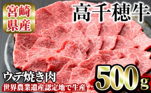 高千穂牛 ウデ焼き肉(500g)国産 宮崎県産 宮崎牛 牛肉 焼肉 ウデ肉 霜降り A4 和牛 ブランド牛  【MT001】【JAみやざき 高千穂牛ミートセンター】
