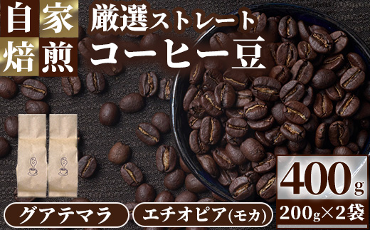自家焙煎コーヒー豆　厳選ストレート2種400g（グアテマラ200g・エチオピア200g）珈琲 飲料 ドリンク  アウトドア キャンプ おうち時間【BC001】【Backrest Coffee】