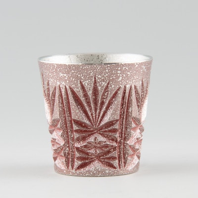 薩摩錫器　切子グラス赤