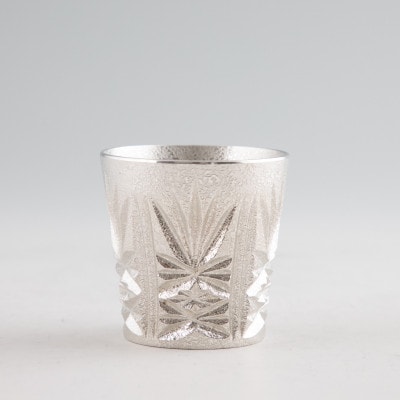 薩摩錫器　切子グラス白