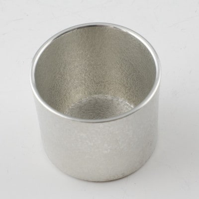 薩摩錫器 ぐい呑(白吹雪加工小)