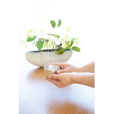 薩摩錫器　ぐい呑(白)