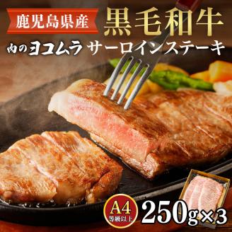 【肉のヨコムラ】鹿児島県産 黒毛和牛サーロインステーキ　K189-005