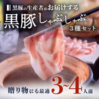 昔ながらの黒豚しゃぶしゃぶセット【バラ、ロース、肩ロース】３～４人前　K125-003