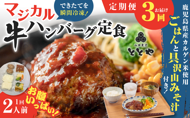 【全3回定期便】マジカル冷凍牛ハンバーグ定食　K258-T03_a